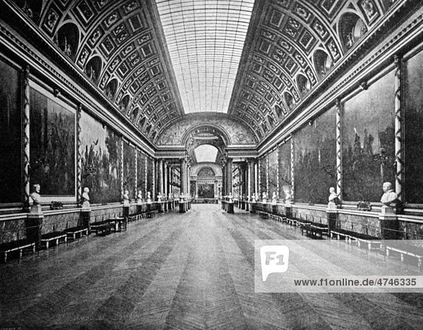 Eine der ersten Autotypien der Galerie des Batailles im Schloss Versaille  Frankreich  historisches Bild  1884
