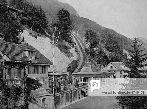 Eine der ersten Autotypien von Alpnach  Kanton Obwalden  Schweiz  historisches Bild  1884