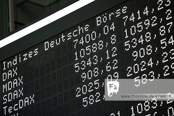 Kurstafel des DAX im Handelssaal der Frankfurter Wertpapierbörse der Deutsche Börse AG Frankfurt am Main Hessen Deutschland Europa