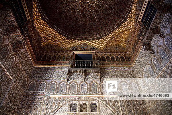 Sala de los Embajadores  Botschaftersaal  im maurischen Königspalast Real Alcazar  Unesco-Weltkulturerbe  in Sevilla  Andalusien  Spanien  Europa