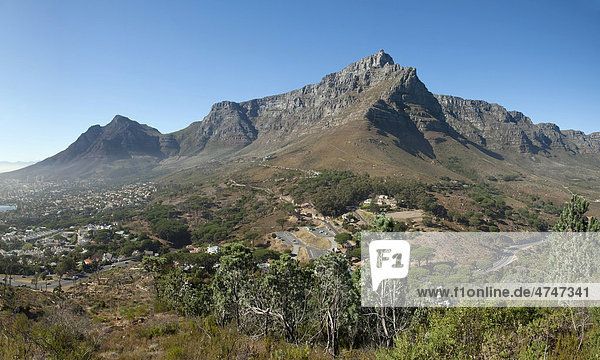 Tafelberg Panorama  Blick vom Lion's Head Berg  Kapstadt  Südafrika  Afrika  Afrika