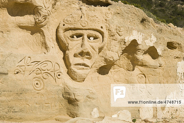 Detail view of the old sandstone quarry of Sa Pedrera  Atlantis  Ibiza  Spain  Europe