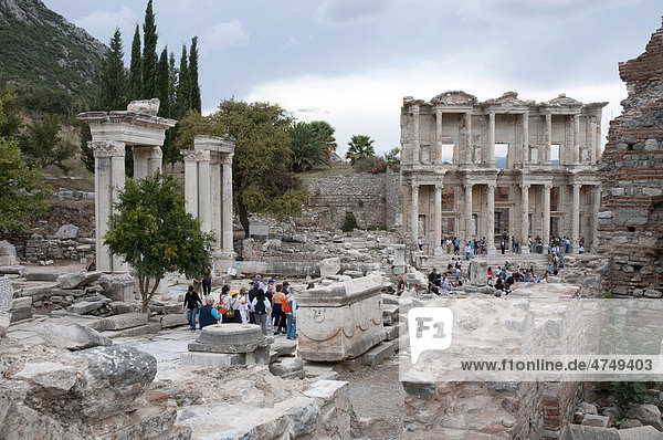 Library of Celsus  ancient archaeological excavation site of Ephesus  Selcuk  Lycia  Turkey  Asia