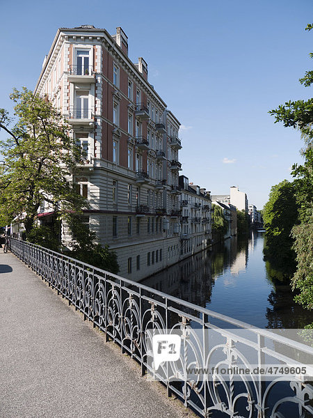 Art nouveau building on Isebek canal in Eppendorf  Hamburg  Germany  Europe