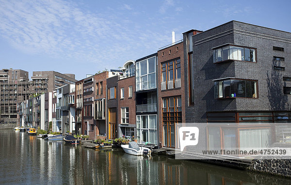 Modern canal houses on Borneo island  Amsterdam  Holland region  Netherlands  Europe
