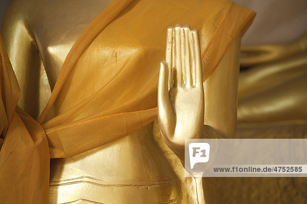 Detail of the hand  Buddha statue in the Big Buddha temple  Po Phut  Koh Samui  Surat Thani Province  Thailand  Asia