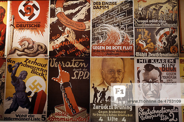Wahlplakate politscher Parteien um 1938  SPD  Kommunisten  Gedenkstätte Deutscher Widerstand  Bendlerblock  Berlin-Mitte  Deutschland  Europa