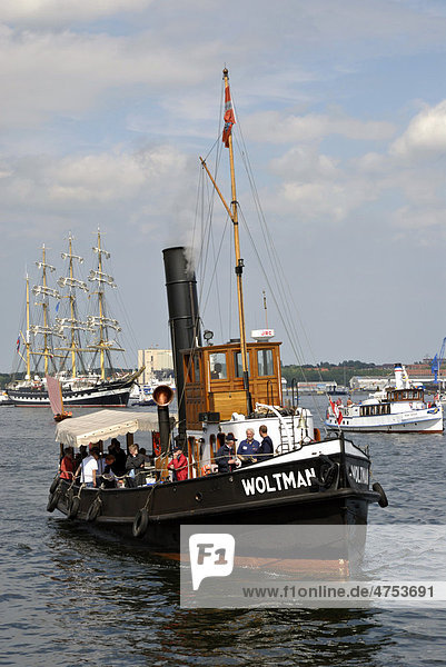 Tugboat Woltman  historic steam ship  Kiel Week 2008  Kiel  Schleswig-Holstein  Germany  Europe