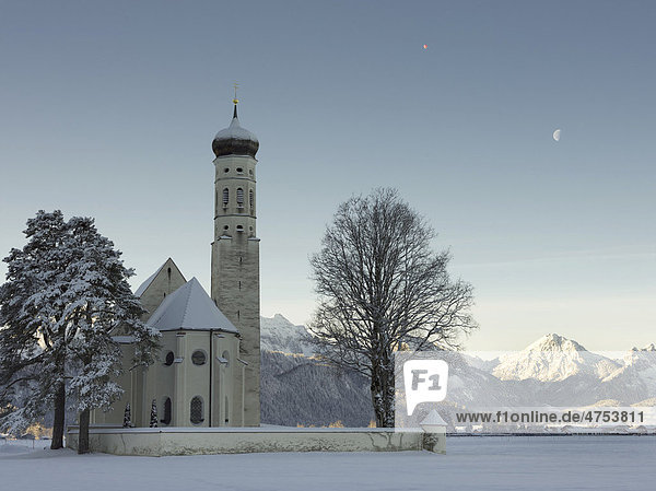 St. Coloman bei Schwangau im Winter  Bayern  Deutschland  Europa