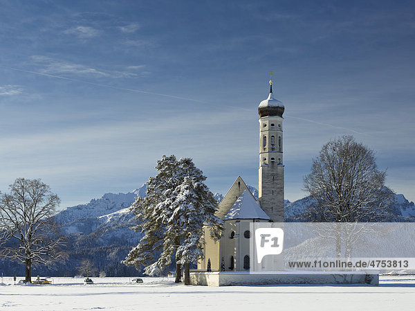 St. Coloman bei Schwangau im Winter  Bayern  Deutschland  Europa