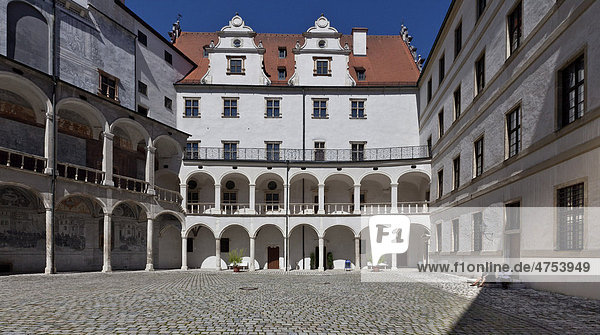 Inner courtyard of Schloss Neuburg castle  Neuburg an der Donau  Bavaria  Germany  Europe