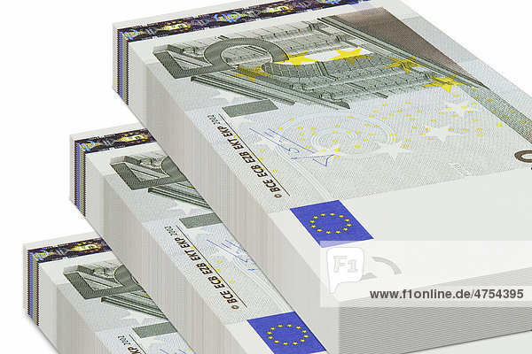 Bündel mit Geldscheinen  5 Euro-Banknoten