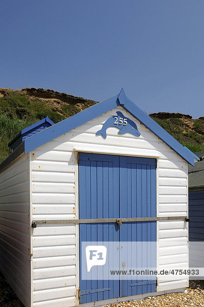Strandhütte am Strand von Milford on Sea  Südengland  England  Großbritannien  Europa
