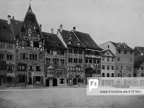 Markt von Stein am Rhein  Schweiz  Schaffhausen  Europa  historische Aufnahme von ca. 1900