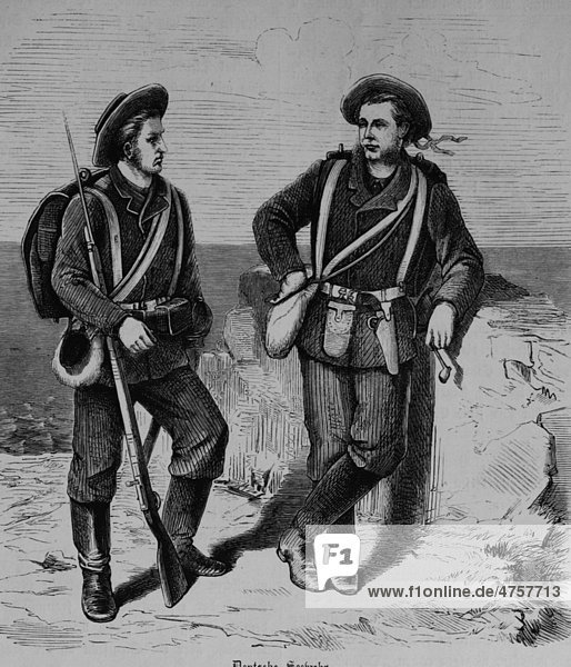 Männer der deutschen Seewehr  1870  Illustrierte Kriegschronik 1870 - 1871  Deutsch-französischer Feldzug