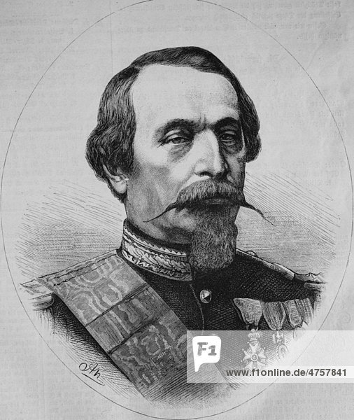 Napoleon III  Louis-Napoleon Bonaparte  Emperor of the French  historic illustration  illustrated war chronicle 1870 to 1871  German campaign against France
