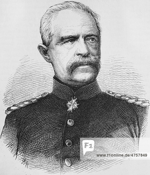 General von Bonin  Generalgouverneur von Lothringen  historische Illustration  Illustrierte Kriegschronik 1870 - 1871  Deutsch-französischer Feldzug