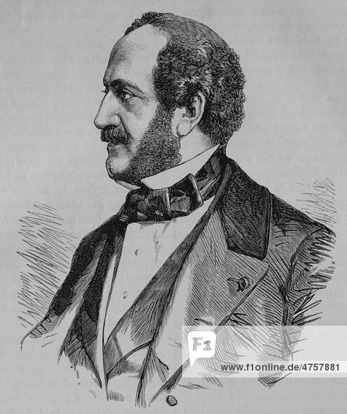 Antoine Alfred Agenor  Duke of Gramont  French minister of foreign affairs  1870  historic illustration  illustrated war chronicle 1870 to 1871  German campaign against France