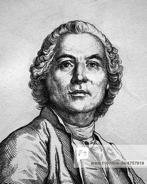 Christoph Willibald Gluck  Ritter von Gluck  Opernkomponist der Vorklassik  1714 - 1787  historische Illustration  Porträt  1880