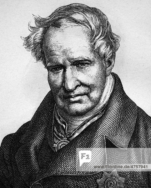 Alexander von Humboldt  deutscher Naturforscher  1769 - 1859  Porträt  historische Illustration  1880