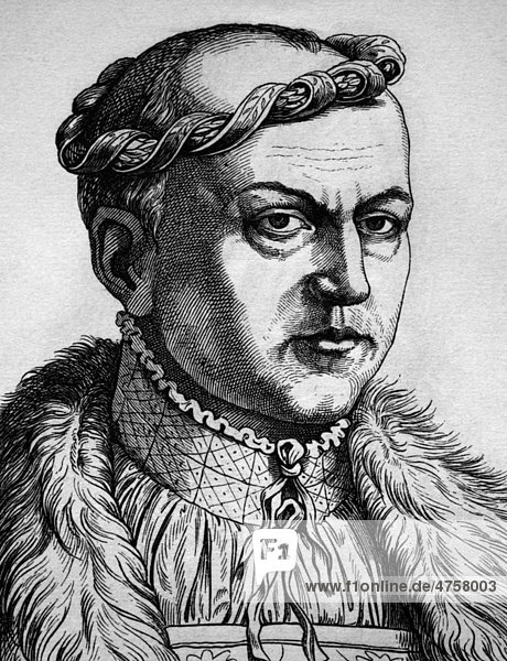 Georg  Herzog zu Sachsen  1471 - 1539  Porträt  historische Illustration  1880