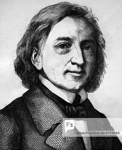 Karl Lachmann  1793 - 1851  Mediävist und Altphilologe  Porträt  historische Illustration  1880