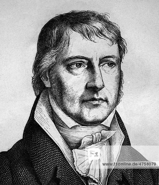 Georg Wilhelm Friedrich Hegel  1770 - 1831  deutscher Philosoph  Porträt  historische Illustration  1880