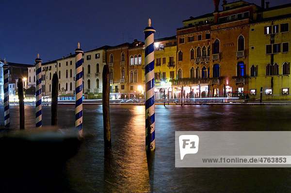 Night shot  Grand Canal  Venice  Veneto  Italy  Europe