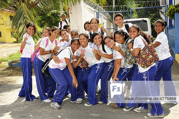 Students looking forward to the end of school in late November 2009  San Juan del Sur  Nicaragua  Central America