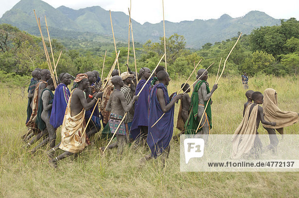 Tribal Donga Stick Fight in Omo River Valley, Ethiopia