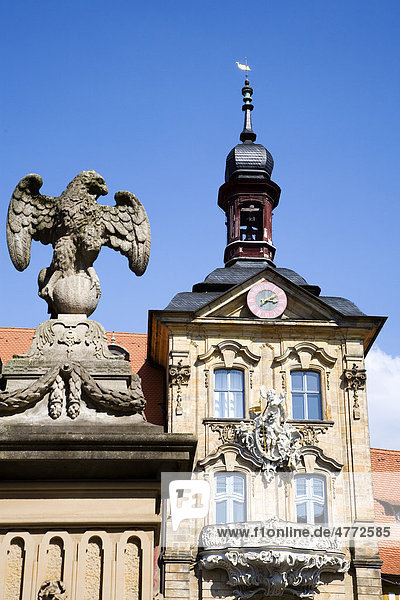 Historisches Rathaus von Bamberg  Detail  Franken  Bayern  Deutschland  Europa