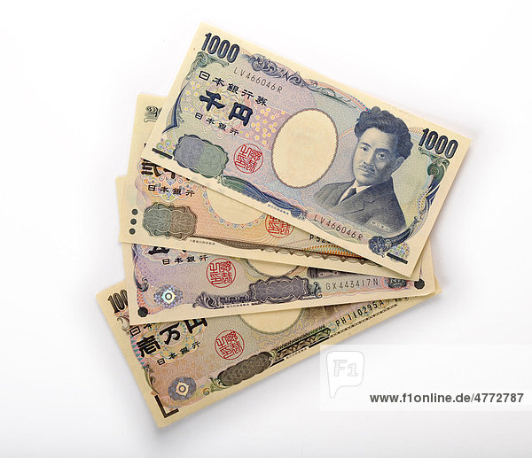 Japanische Yen Wahrung Japan Banknoten Geldscheine Facher