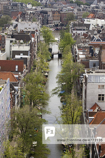 Blick von der Zuiderkerk auf Groenburgwal  Amsterdam  Holland  Niederlande  Europa