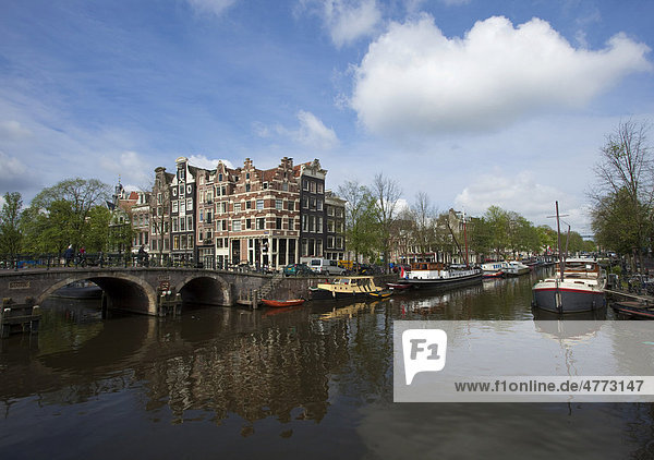 Grachtengürtel Nord  Prinsengracht Ecke Brouwersgracht  Amsterdam  Holland  Niederlande  Europa