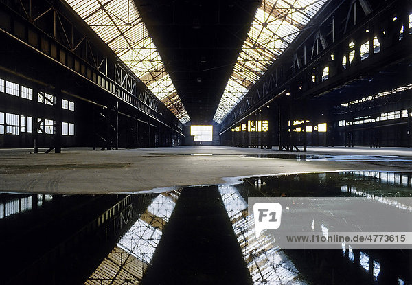 Huge empty industrial building disused freight station Duisburg North Rhine-Westphalia Germany Europe