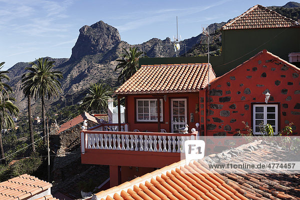 Dorf Macayo bei Vallehermoso  Berg Roque Cano  La Gomera  Kanaren  Spanien  Europa