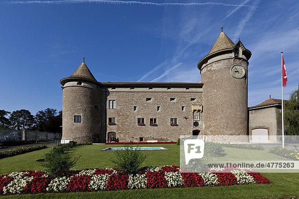 Das Schloss Morges  Morges  Kanton Waadt  Schweiz  Europa Kanton Waadt