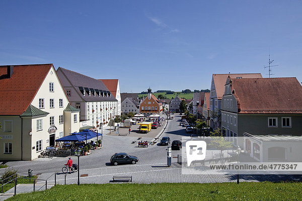 Marktplatz von Ottobeuren  Oberschwaben  Landkreis Unterallgäu  Bayern  Deutschland  Europa