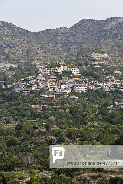 Blick auf Agios Theodoros  ein typisch zypriotisches Bergdorf  Troodos-Gebirge  Zentralzypern  Zypern