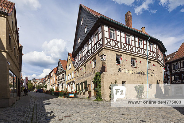 Historisches Gasthaus zum Scharfen Eck  Kronach  Oberfranken  Bayern  Deutschland  Europa