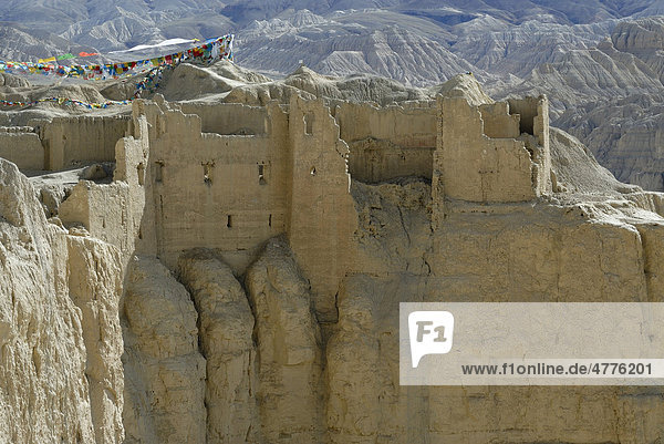 Festung und ehemaliger Herrschaftssitz Tsaparang im trockenen Sutlej-Canyon  Königreich Guge  Westtibet  Provinz Ngari  Tibet  China  Asien