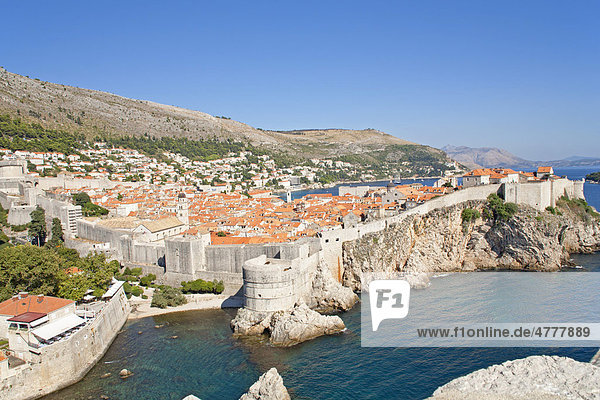 Blick über die Altstadt von Dubrovnik vom Fort St. Lawrence  Süddalmatien  Dalmatien  Adriaküste  Kroatien  Europa