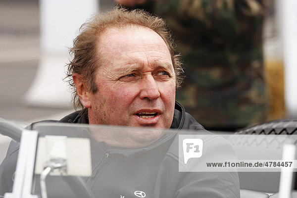 Jochen Mass official driver for the classic cars of the Mercedes Benz Museum Eifelrennen 2008 race Nurburgring race track Rhineland-Palatinate Germany Europe