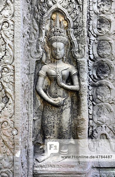 Devata  Ta Prohm Tempel  Angkor  UNESCO Weltkulturerbe  Siem Reap  Kambodscha  Südostasien  Asien