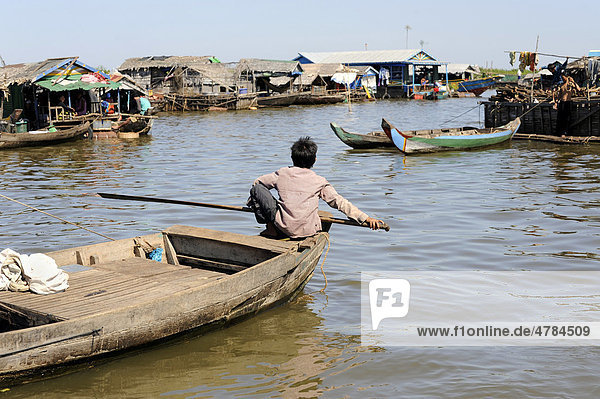 Schwimmendes Dorf auf dem Tonle Sap See  Siem Reap  Kambodscha  Südostasien  Asien
