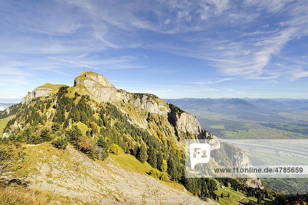 Blick vom geologischen Höhenwanderweg zum Hoher Kasten in den Appenzeller Alpen  Kanton Appenzell-Innerrhoden  Schweiz  Europa