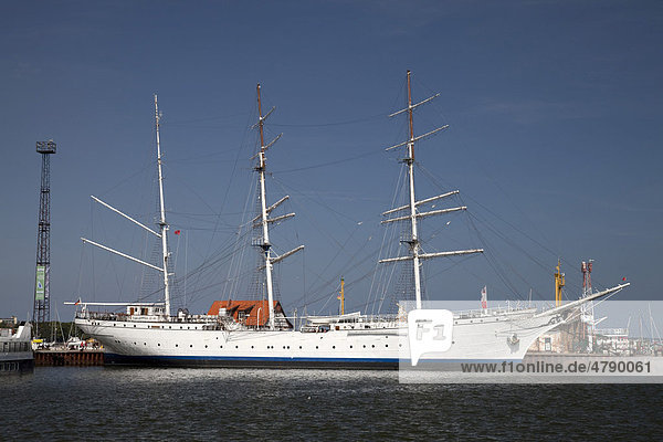 Gorch Fock  Segelschiff  Museumsschiff  ehemals Schulschiff  Hafen  Stralsund  Unesco Weltkulturerbestätte  Mecklenburg-Vorpommern  Deutschland  Europa