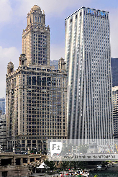 Uferpromenade Chicago River Walk  35 East Wacker Drive  ehemals North American Life Insurance Building  Unitrin Building  Loop  Chicago  Illinois  Vereinigte Staaten von Amerika  USA