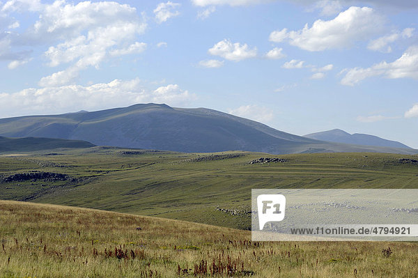 Landscape of the plateau Way of St. Nino Ninotsminda Lesser Caucasus Georgia Western Asia