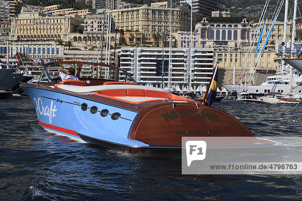 J Craft Torpedo Tender Motorboot im Port Hercule  Monaco Yacht Show 2010  Fürstentum Monaco  CÙte d'Azur  Mittelmeer  Europa